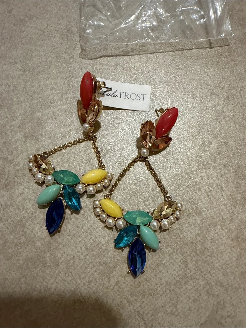 J.Crew x Lulu Frost Multicolor Crystal Drop Earrings - Gold-tone